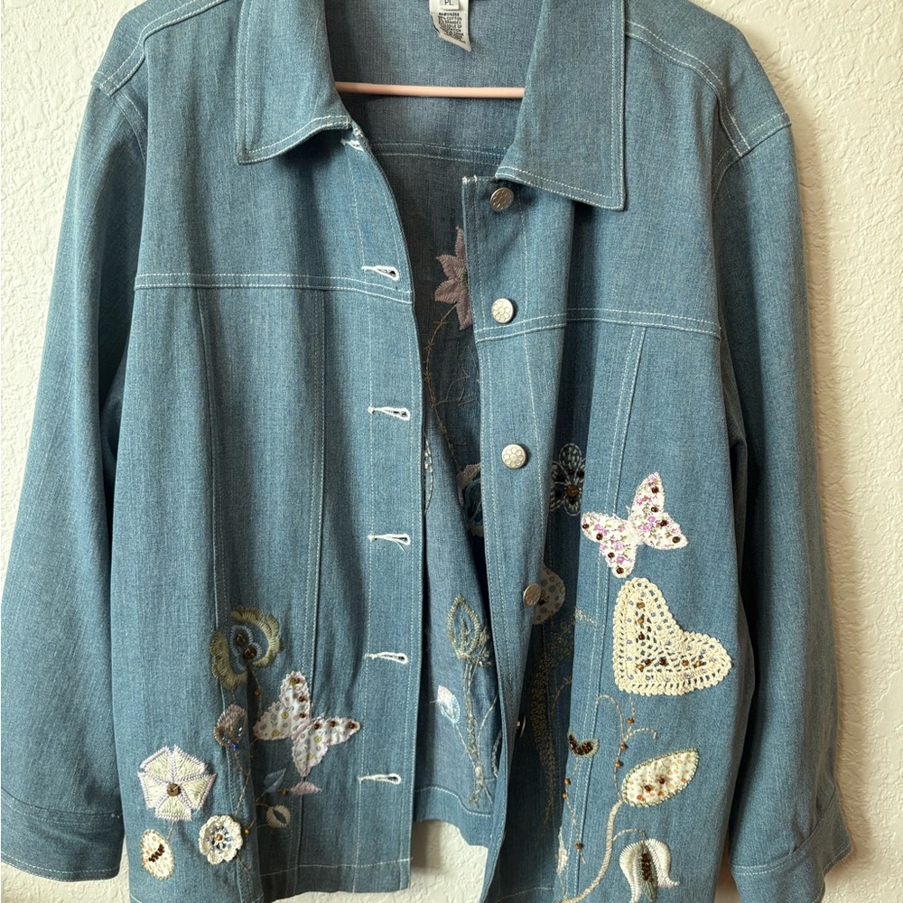 Embroidered Blue Denim Jacket